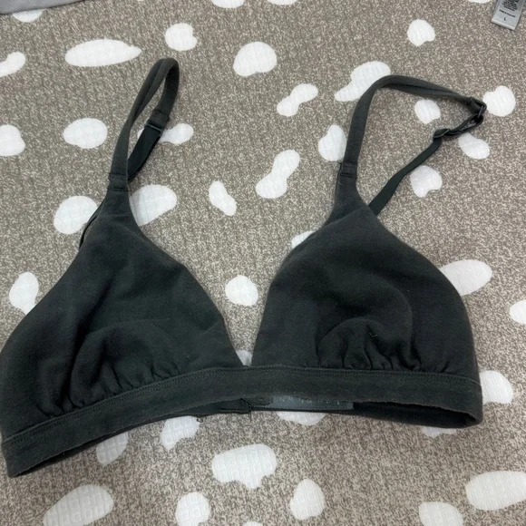 SKIMS triangle bralette Cotton vneck sea mineral forest - Picture 2 of 6
